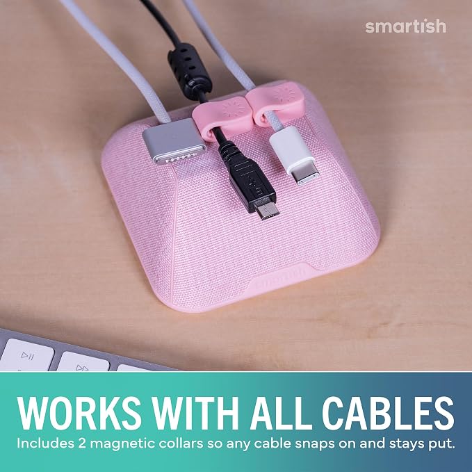 Smartish® Magnetic Cord Holder - Cable Wrangler Organizer with Magnet Clips for Charger Management on Desktop, Nightstand for USB-C + Lightning - I'm Blushing - Image 6