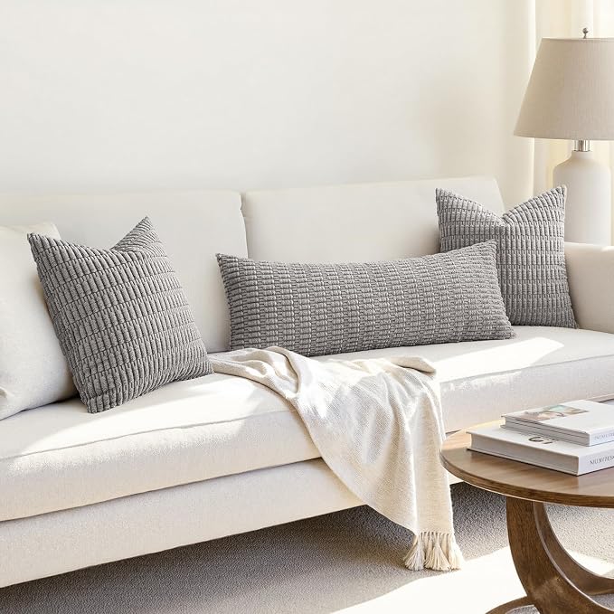 MIULEE Pack of 1 Light Grey Long Body Lumbar Decorative Throw Pillow Cover 14x36 Inch for Bed Couch Sofa Living Room Soft Boho Pillow Cover Modern Farmhouse Home Decor - Image 4