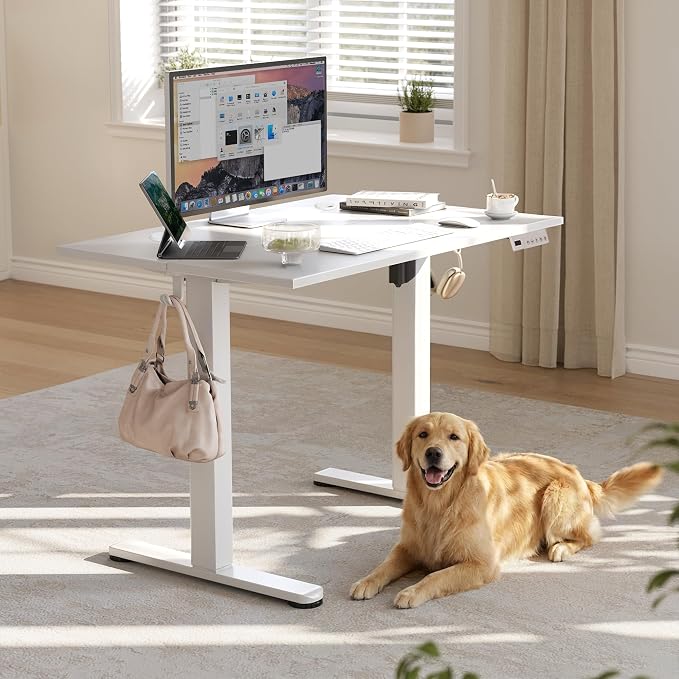 YDN 40 x 24 Inch Warm White Electric Standing Desk | Adjustable Height, Sit Stand, Cable Management, Ergonomic, Home Office - Image 2