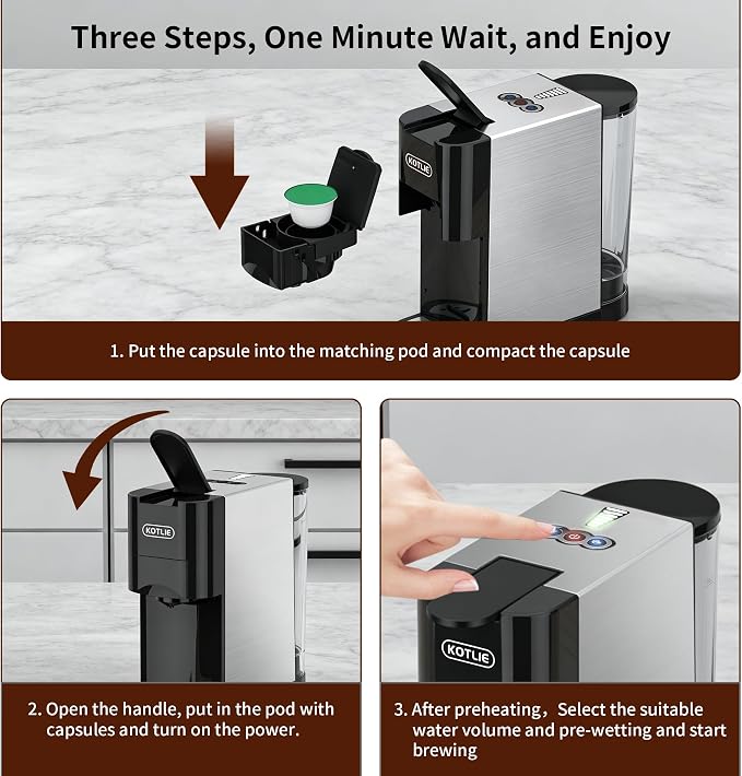 5 in 1 Single Serve Coffee Maker for K-Cup Pods, Nespresso Original, Dolce Gusto, ESE 44mm and Ground Coffee, 19 Bar Espresso Coffee Machine with Fast Brewing for Home Kitchen Office, Classic - Image 6