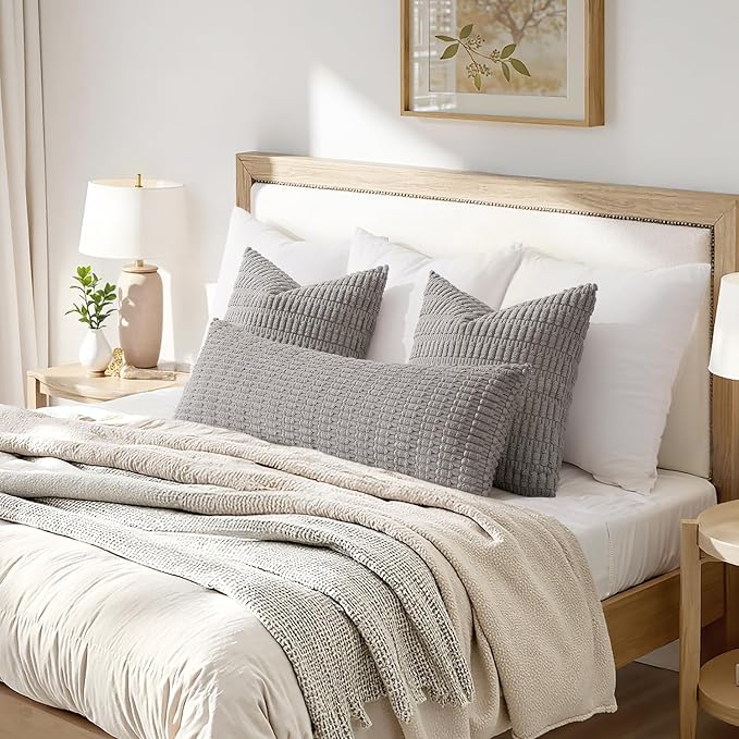 MIULEE Pack of 1 Light Grey Long Body Lumbar Decorative Throw Pillow Cover 14x36 Inch for Bed Couch Sofa Living Room Soft Boho Pillow Cover Modern Farmhouse Home Decor - Image 2