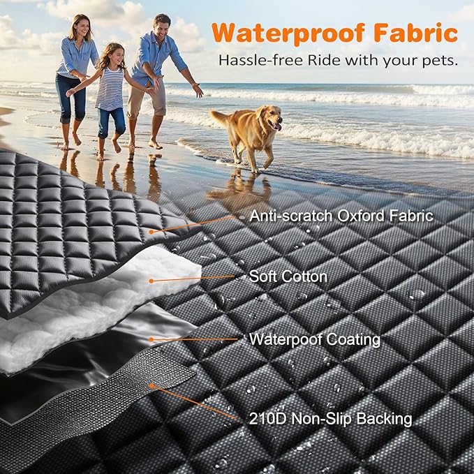 URPOWER Dog Car Seat Cover for Pets 100% Waterproof Seat Cover Hammock 600D Heavy Duty Scratch Proof Nonslip Durable Soft Back Seat Covers for Cars Trucks and SUVs - Image 7