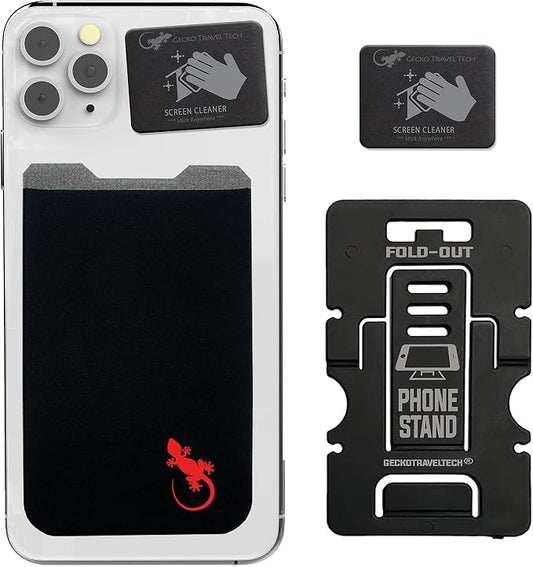 Phone Wallet - Adhesive Card Holder - Cell Phone Pouch - Stick on Lycra Pocket by Gecko - Carry Credit Cards and Cash by GeckoTravelTech