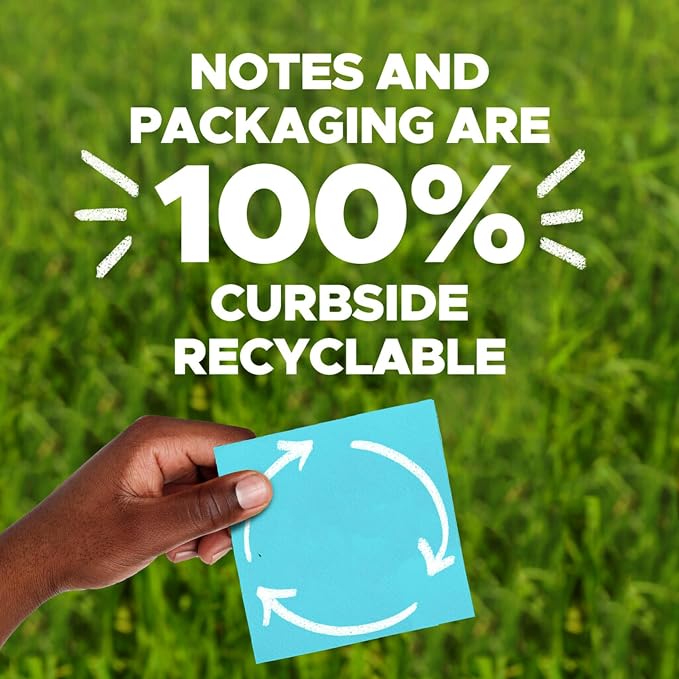 Post-it 100% Recycled Super Sticky Notes, 3 x 3 in, Canary Yellow, 5 Pads - Image 6