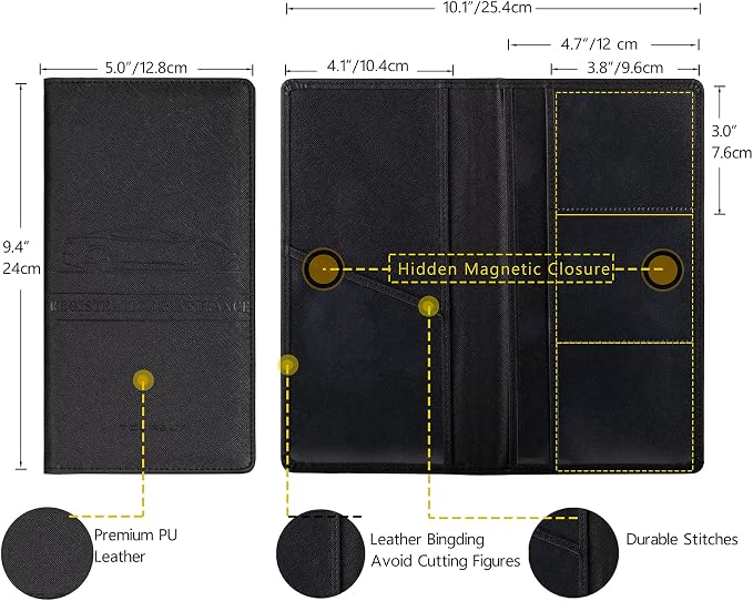 TOURSUIT Car Registration and Insurance Card Holder, Cross Black | Vehicle License Document Organizer, Glove Box Compartment, Interior Car Accessories, For Women Men - Image 4