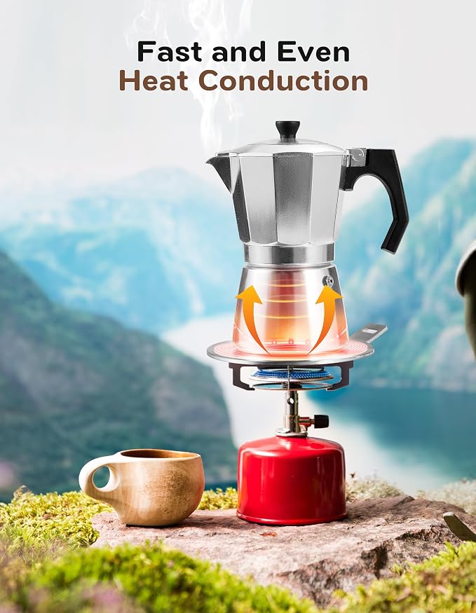 Induction Adapter Plate Detachable, 5.5 Inch Stainless Steel Heat Diffuser Plate for Moka Pot 12 Cup, Heat Diffuser Cooking Induction Adapter for Gas Stove and Glass - Image 5