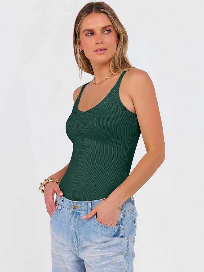 ANRABESS V Neck Tank Tops for Women Ribbed Knit Camisole 2026 Summer Casual Sleeveless Slim Fitted Basic Cami Shirts Clothes - Image 4