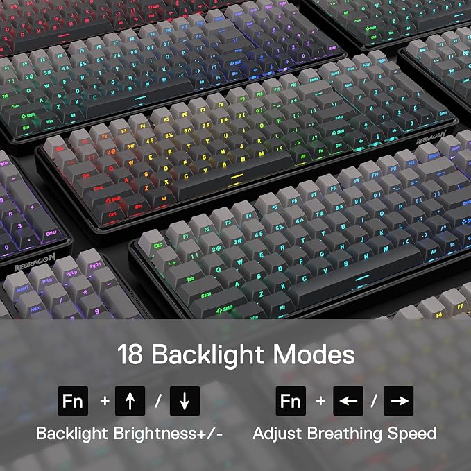 Redragon K744 GB PRO 99 Keys Wireless Gasket RGB Gaming Keyboard, 3-Mode Mechanical Keyboard w/Hot-Swap Socket, Gradient PBT Keycaps & 5-Layer Noise Dampening, Custom Linear Switch - Image 7