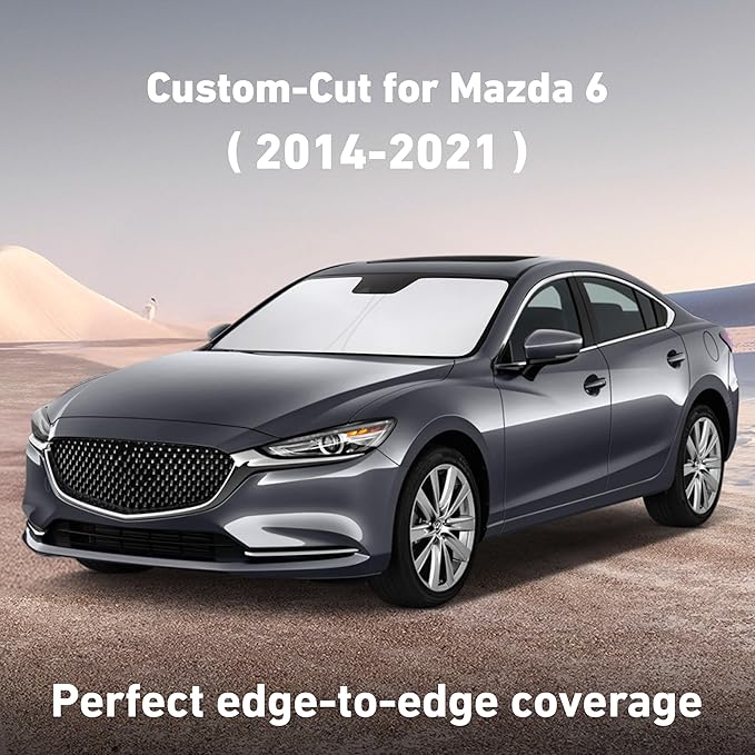 EcoNour Windshield Sunshade Compatible for Mazda 6 2014-2019 2020 2021, Sun Visor for Front Windshield & Window Sun Shade Cover, UV Heat Blocker & Protector, Car Accessories - Image 2