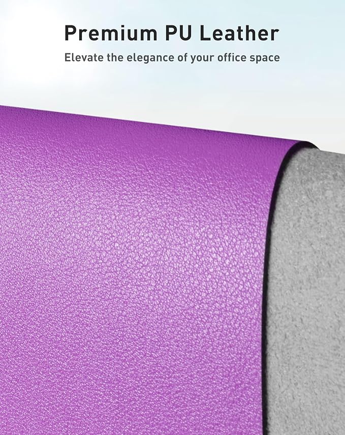 Aothia Faux Leather Desk Mat - Large Mouse Pad, Non-Slip PU Leather Blotter, Waterproof Writing Surface for Office and Home (Iris Violet, 40" x 24") - Image 2
