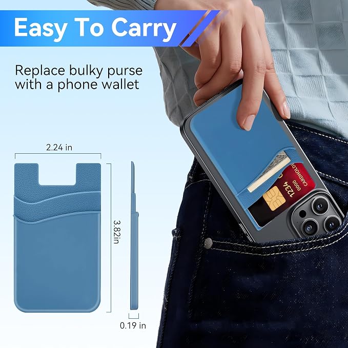 SHANSHUI Phone Card Holder Stick on, CellPhone Silicone Sticky Wallet Sleeve Pocket Business ID Credit Card Comptible for iPhone, Android & Most Smartphones - 5 Pack - Image 4