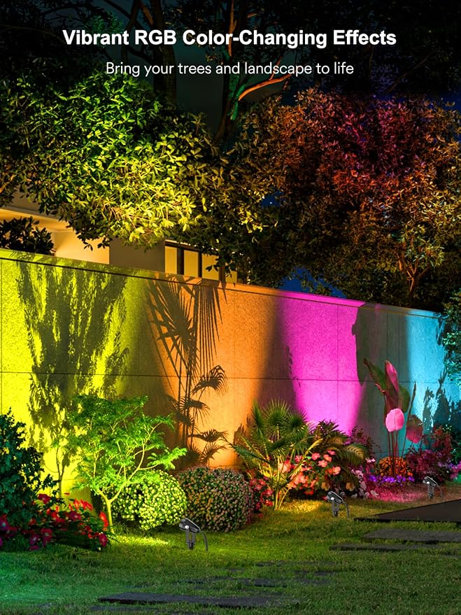 Smart Landscape Spotlights, Outdoor RGB Lights Works with APP/Voice Control | IP65 Waterproof, Low Voltage Color Changing Lighting for Yard Garden Pathway Lawn, 6 Pack - Image 9