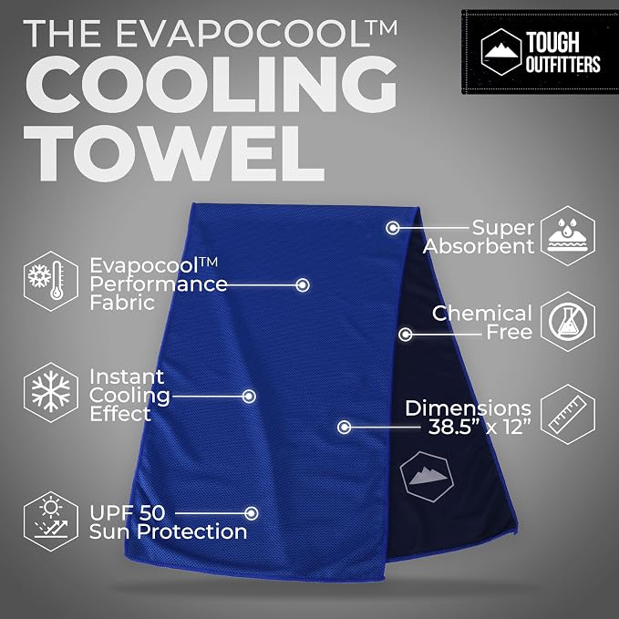 Tough Outdoors Cooling Towels for Neck Face - Neck Cooling Towel for Hot Weather Yoga Sports Golf Sweat - Instant Cold Towel - 3 Pack - Image 4
