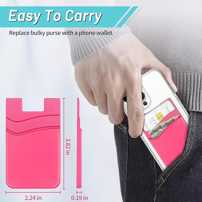 SHANSHUI Phone Wallet Stick on, Card Holder for Back of Phone Double Silicone Credit Business Card Sleeve Pocket Compatible for iPhone, Samsung Galaxy and Every Smartphones (MultiColors-5pcs) - Image 5