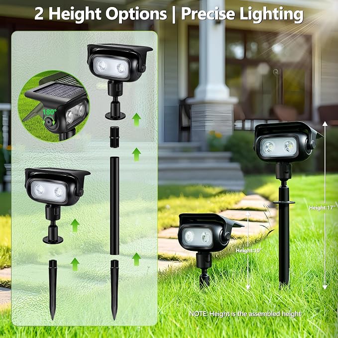Brizled Solar Spot Light Outdoor Color Changing RGB LED Landscape Spotlight | 360° Rotation; 9 Colors & 11 Modes; IP65 Waterproof; Stake or Wall Mounted for Halloween Christmas Yard Tree Garden Pathway - Image 7