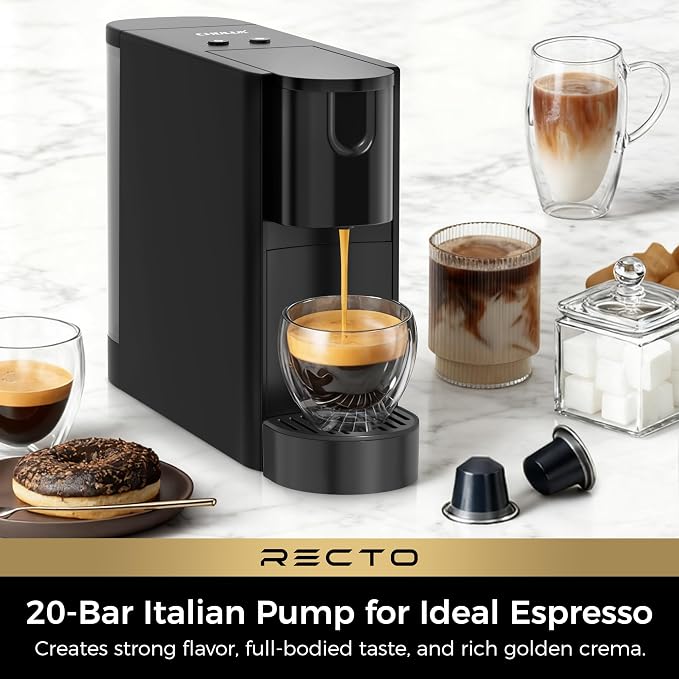 CHULUX RectoCafé Espresso Coffee Machine for Nespresso Original Capsule Pod | Extra Mini Design, 20 Bar Professional Italian Pump, Food-Grade Materials, Quiet with Low-Vibration Brewing for Home & Office - Image 2