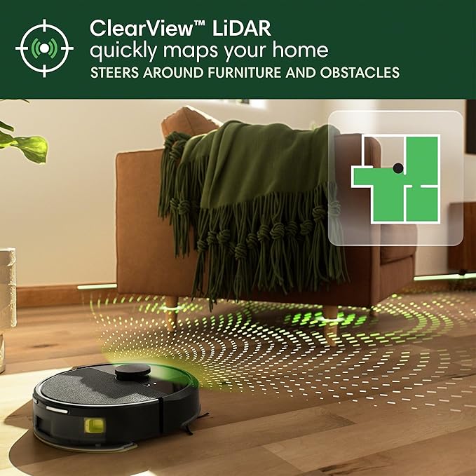 iRobot Roomba 104 2in1 Vacuum & Mop Robot - Self-Empties for 75 Days, Intense Power-Lifting Suction, Vacuums All Floors, Ideal for Pet Hair, LiDAR Smart Navigation Mapping, Mops Hard Floors - Image 7