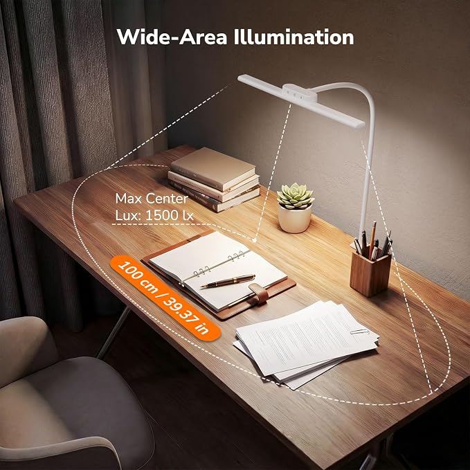 Lepro Desk Lamp with Clamp, Led Clip on Desk Lights for Home Office, White | 11W 750LM Eye Caring Task Light, 25 Lighting Modes, Flexible Gooseneck, Architect Lamp for Monitor, Workbench, Draft, Crafts - Image 4