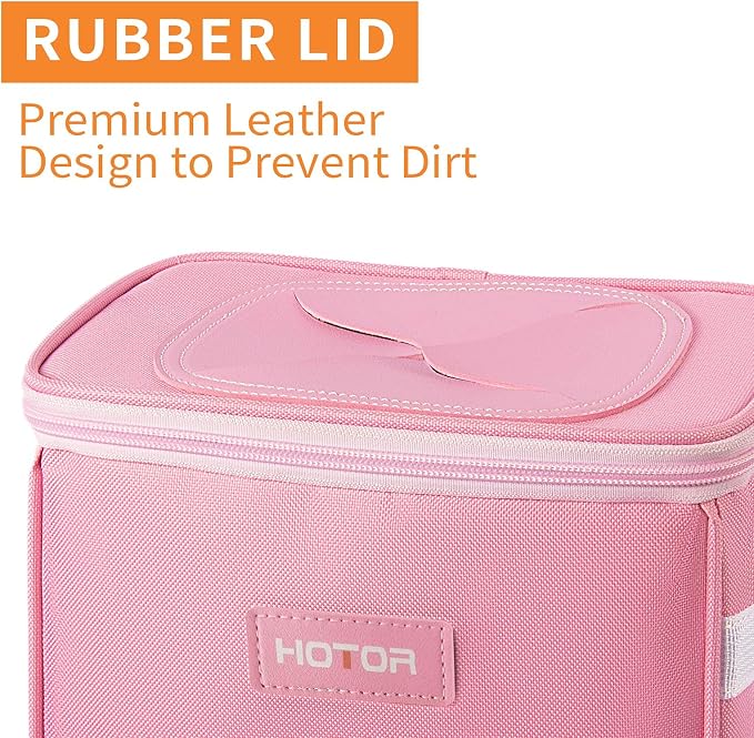 HOTOR Car Trash Can with Lid and Storage Pockets - 100% Leak-Proof Organizer, Waterproof Garbage Can, Multipurpose Trash Bin for Car, 2 Gallons, Pink - Image 9