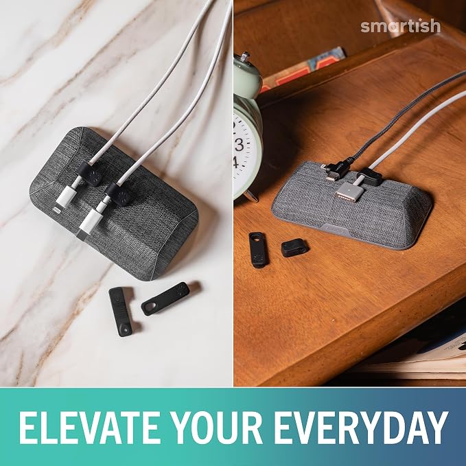 Smartish® Magnetic Cord Holder - Bigger Cable Wrangler Organizer with Magnet Clips for Charger Management on Desktop, Nightstand - Holds 6+ Cables - No. 2 Pencil Gray - Image 4