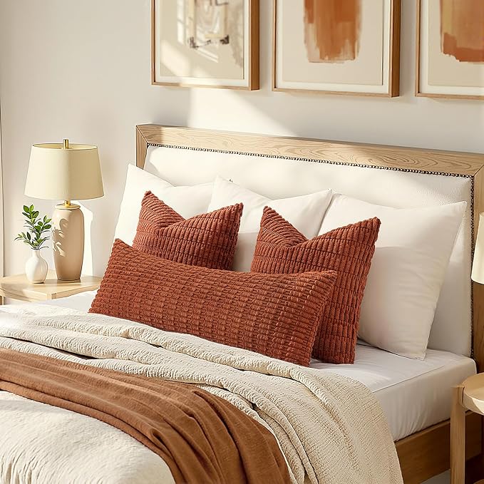 MIULEE Fall Pack of 1 Fall Dark Rust Long Body Lumbar Decorative Throw Pillow Cover 14x36 Inch for Bed Couch Sofa Living Room Soft Boho Pillow Cover Modern Farmhouse Home Decor - Image 2
