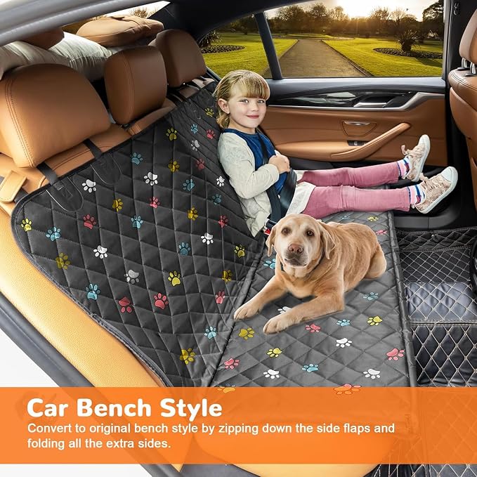 URPOWER Dog Car Seat Cover for Pets 100% Waterproof Seat Cover Hammock 600D Heavy Duty Scratch Proof Nonslip Durable Soft Back Seat Covers for Full Size Trucks - Image 3