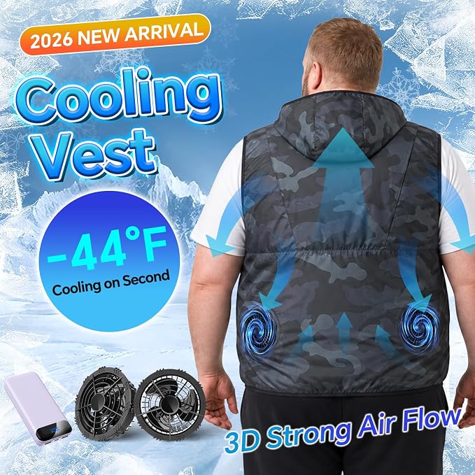 Cooling Vest with 30,000mAh Battery Pack,2 High-Speed Cooling Fans Jacket Air Conditioned Workwear for Summer - Image 4