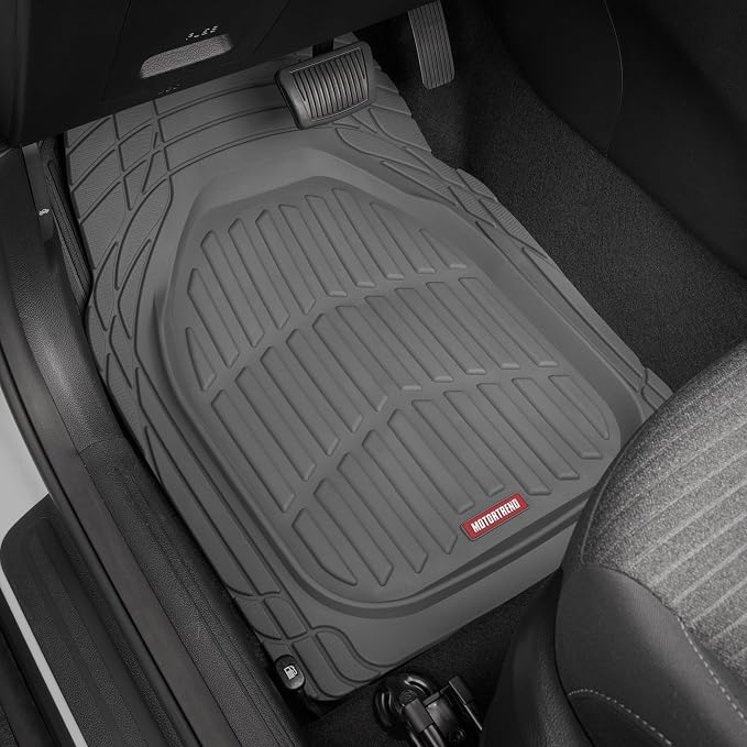 Motor Trend FlexTough Floor Mats for Cars, Gray Deep Dish All-Weather Mats, Waterproof Trim-To Fit Automotive Floor Mats for Trucks SUV, Universal Liner Car Accessories - Image 2