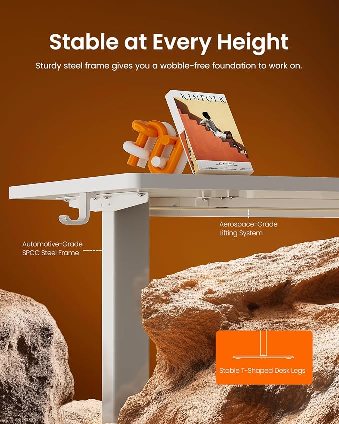 ErGear Height Adjustable Electric Standing Desk, 71 x 30 Inches Sit Stand up Desk, Memory Computer Home Office Desk, White - Image 4