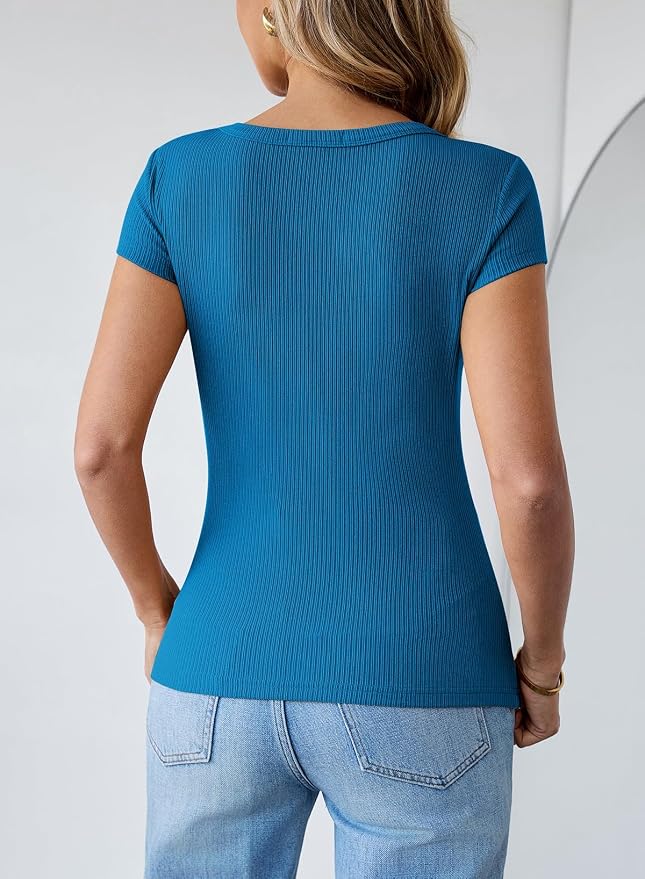 Pink Queen Sexy Tops for Women Cutout Keyhole Neck Cap Sleeve Shirts Casual Summer Clothes 2026 Fashion - Image 6