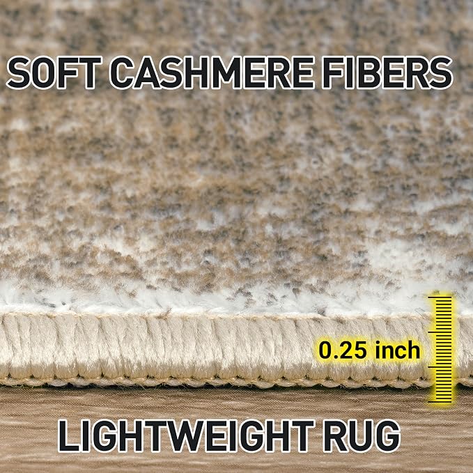 9x12 Area Rugs Washable Rug: Modern Abstract Living Room Rug Soft Anti-Skid Thin Carpet Indoor Floor Non-Shedding Carpets for Bedroom Dining Room Farmhouse Nursery Home Office Brown White - Image 8