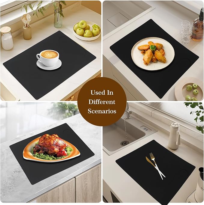 Silicone Mat Under Coffee Machine With Lip Automatic Machines Accessory, Black Multifunctional Rubber Base Mat, 18.9” x 13.8” - Image 5