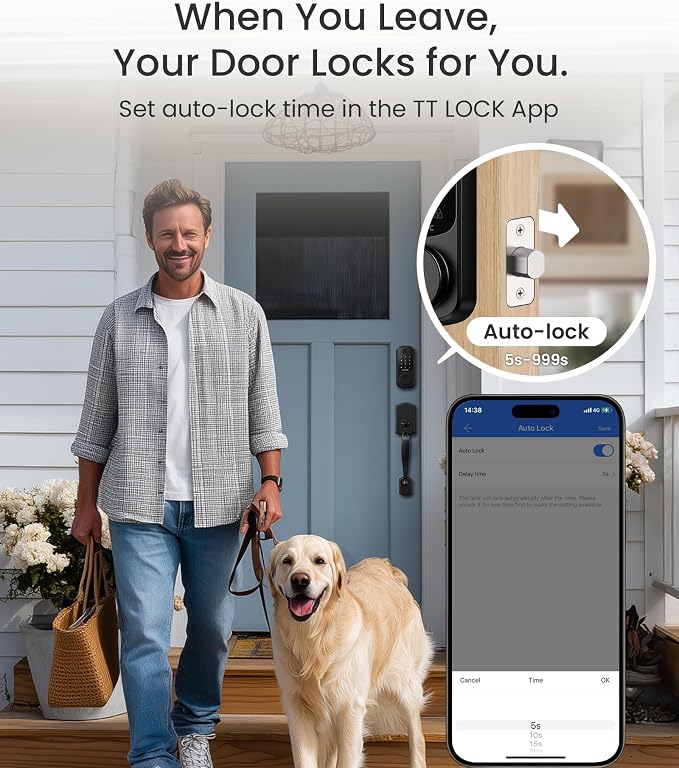 DESLOC Smart Lock B200 WiFi Version, Fingerprint Keyless Entry Door Lock, App Remote Control, Smart Locks for Front Door, WiFi Deadbolt Smart Lock, Emergency Power Port,12 Months Battery, Auto Lock - Image 5