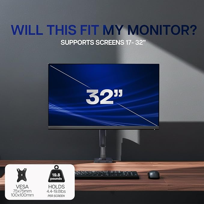 VIVO Single Monitor Stand, Fully Adjustable Arm for 17 to 32 inch Screen, Mechanical Articulating Desk Mount, Gaming and Office Setups, VESA 75x75, 100x100, Max 19.8 lbs, Classic, Black, STAND-V001O - Image 6