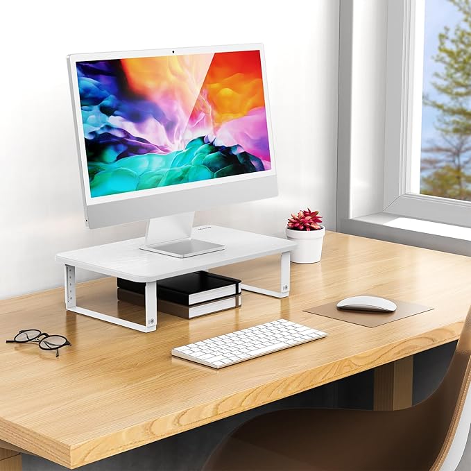 BESIGN MS01 Monitor Stand Riser, Height Adjustable Laptop Stand, Computer Monitor Stand for Monitor, Computer,Laptop,Printer (White) - Image 3
