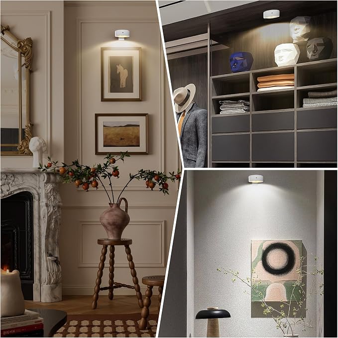 3-Pack Battery Operated Picture Lights Magnetic Painting Light with 3 Lighting Modes,Remote and Timer Art Display Light for Picture Artworking Frame Portrait,Dimmable Wireless Wall Puck Lights-White - Image 7