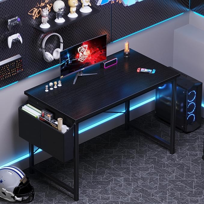 OLIXIS Computer Desk, 44 Inch Gaming Desks for Home Office Small Spaces | Writing Study Craft Work Table, Computer Workstation for Bedroom with Storage Bag, Black - Image 5