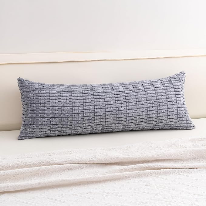 Aegero Corduroy Decorative Throw Pillow Covers 14x36 Inch Soft Striped Pillow Covers Modern Farmhouse Home Decor for Sofa Living Room Couch Bed（Light Grey） by Unknown