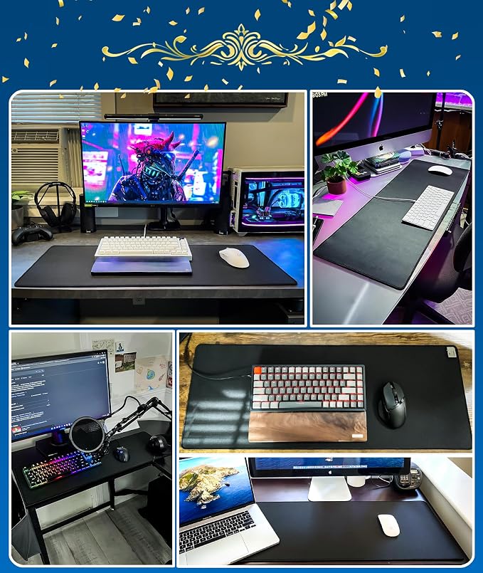 KTRIO Large Gaming Mouse Pad Desk Mat for Gamer, 31.5" x 11.8", Black, XL | Extended Size Design, Superior Micro-Weave Cloth, Non-Slip Rubber Base, Durable Stitched Edges, Water-Resistant Coating - Image 8