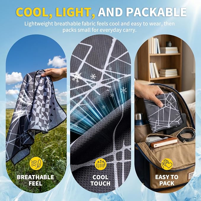CAMBIVO Cooling Hoodie Towel for Men and Women, Lightweight Breathable Sun Protection Cover for Head, Neck, Ears, Face, Cooling Clothing for Extreme Heat, Sports Outdoors, Travel - Image 4