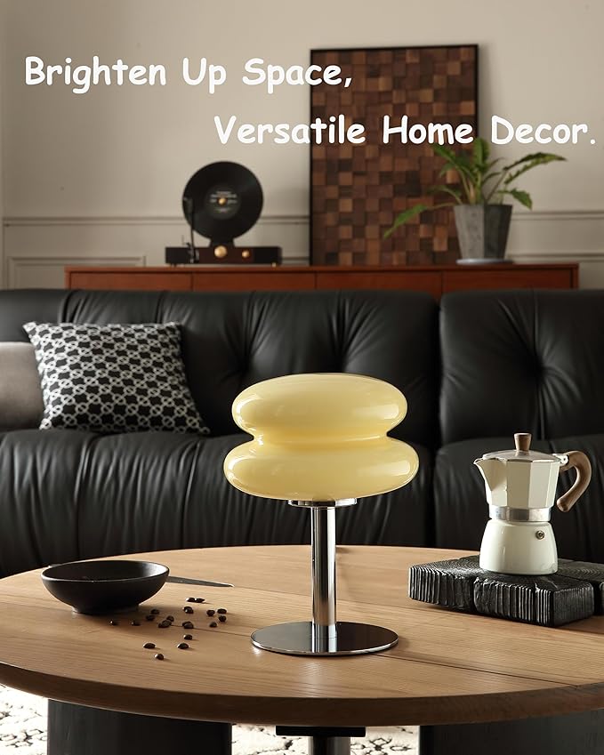 Glivpny Mushroom Lamp Table Lamp for Night Stands,Mid Century Modern Desk Lamps for Bedroom, Vintage Dimmable Bedside Small Cute Lamps, Cool Aesthetic House Warming Gifts New Home Decor(Cream) - Image 5