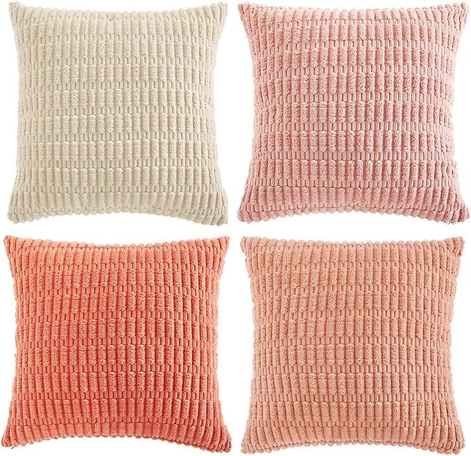 Fancy Homi 4 Packs Decorative Throw Pillow Covers for Living Room Couch Bed, Modern Farmhouse Boho Home Décor Accent Cushion Case, 26" x 26", Pink Series - Image 9