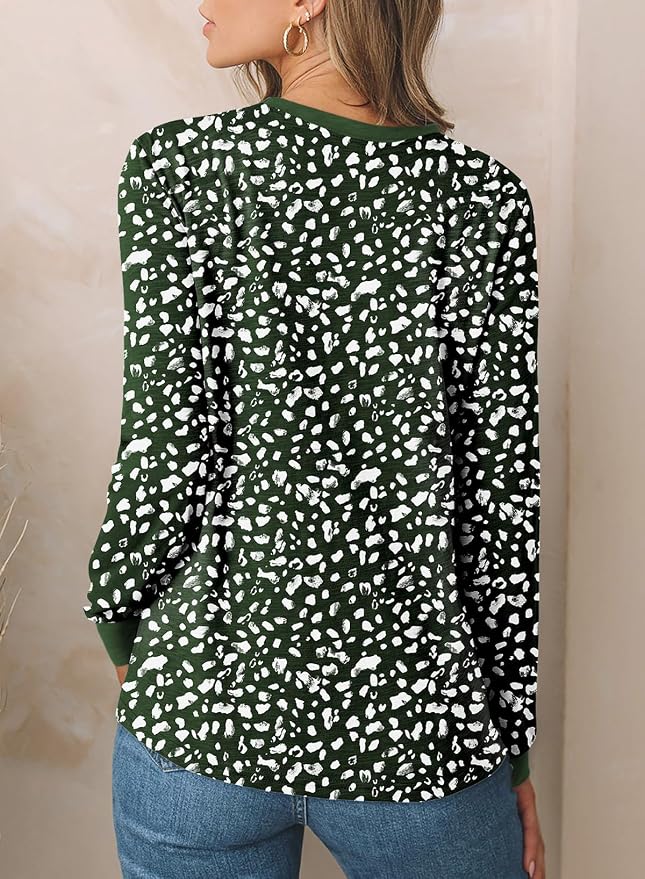 EVALESS Womens Crewneck Long Sleeve Tops Casual Polka Dots Tops Fall 2026 Tshirts Shirts - Image 4