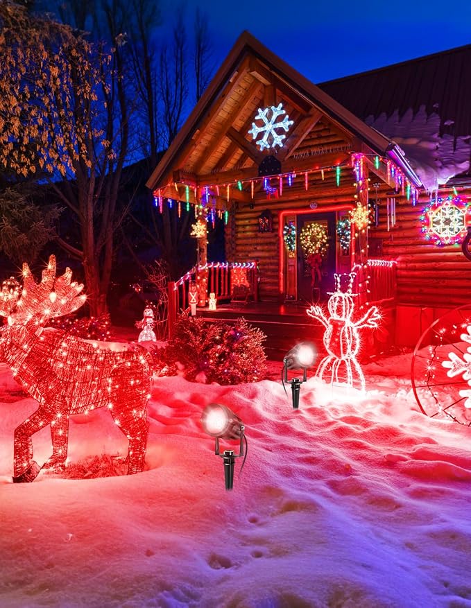 Red Landscape Lights Outdoor, 14 LED Landscape Lighting with US Plug, IP65 Waterproof Spotlights for Tree Yard Garden Pathway Halloween Christmas Decor 2 Pack - Image 7