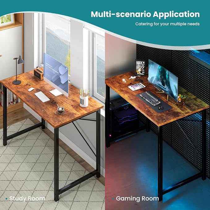 OLIXIS Small Computer Desk, Writing Desk, Home Office, 32 Inch | Study Table, X-Shaped Metal Frame, Scratch-Resistant Tabletop, Bedroom Spaces Setup, Rust - Image 7
