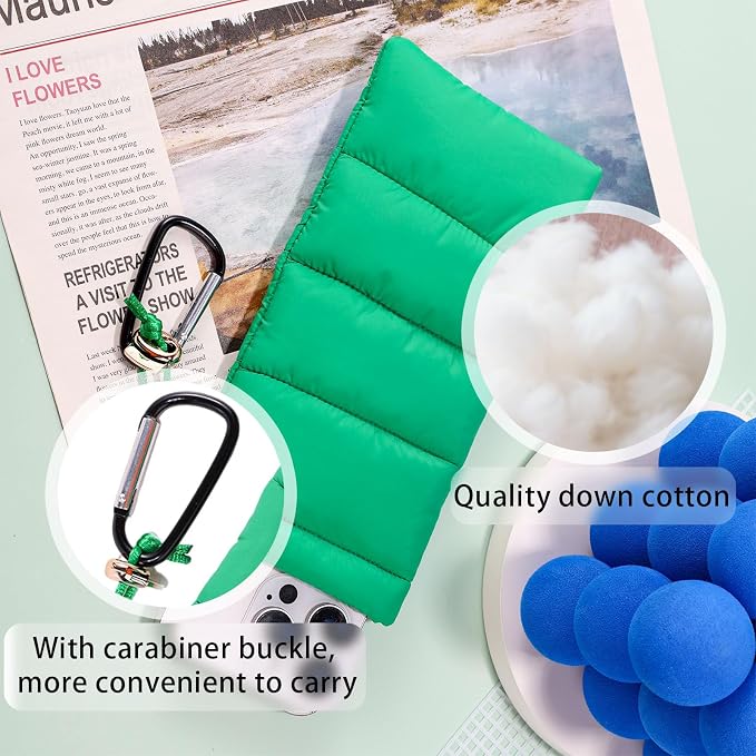 Lyreh Thermal Phone Pouch, Down Cotton Warm Phone Case Cover Bags Prevents Freezing & Overheating Protector Cellphone Pouch with Carabiner Ideal for Outdoor Camping Hiking Skiing (Green) - Image 4