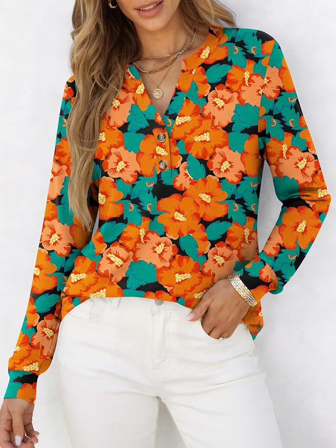 ANRABESS Women's Long Sleeve Shirts 2026 Spring Fashion Dressy Casual Tops Trendy Henley Blouses Cute Work Outfits Clothes - Image 2