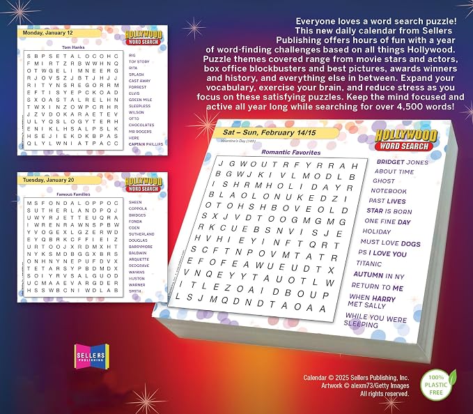 Hollywood Word Search 2026 Daily Desk Calendar: Boxed Page-a-Day Puzzle Calendar with Day-to-Day Word Searches on Movies, Stars & Pop Culture - Image 3