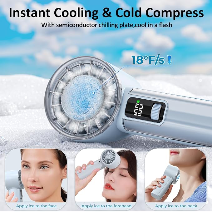 PANERGY Handheld Fan with Ice Cooler, Mini Portable Fan Rechargeable, 18Hrs Cooling, 0-100 Adjustable Speed, Small Yet Powerful, Personal Hand Fans for Travel, Beach, Outdoor, Makeup, Gifts for Women - Image 2