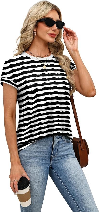 Alaroo Womens Summer Tops Short Sleeve Shirts Crew Neck Tshirt Cute Trendy Tunic Blouses (S-3XL) - Image 4